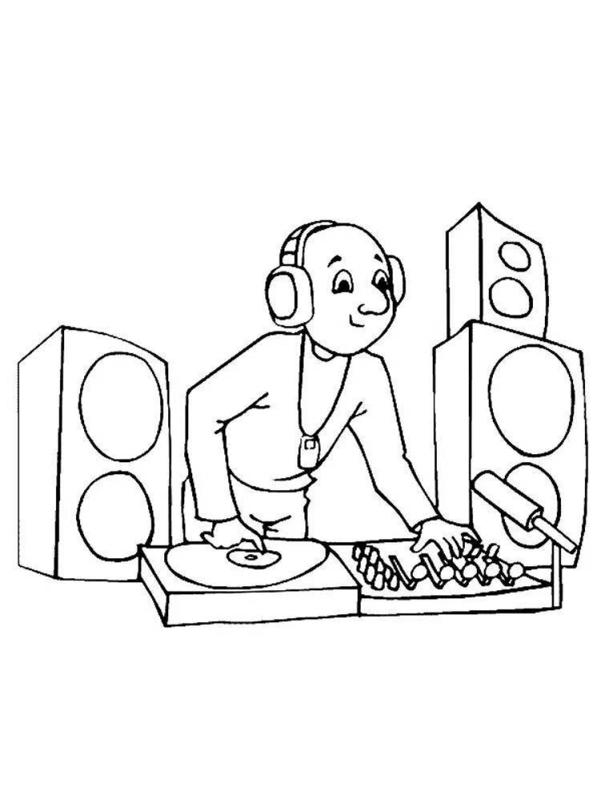 Joyful dj coloring page