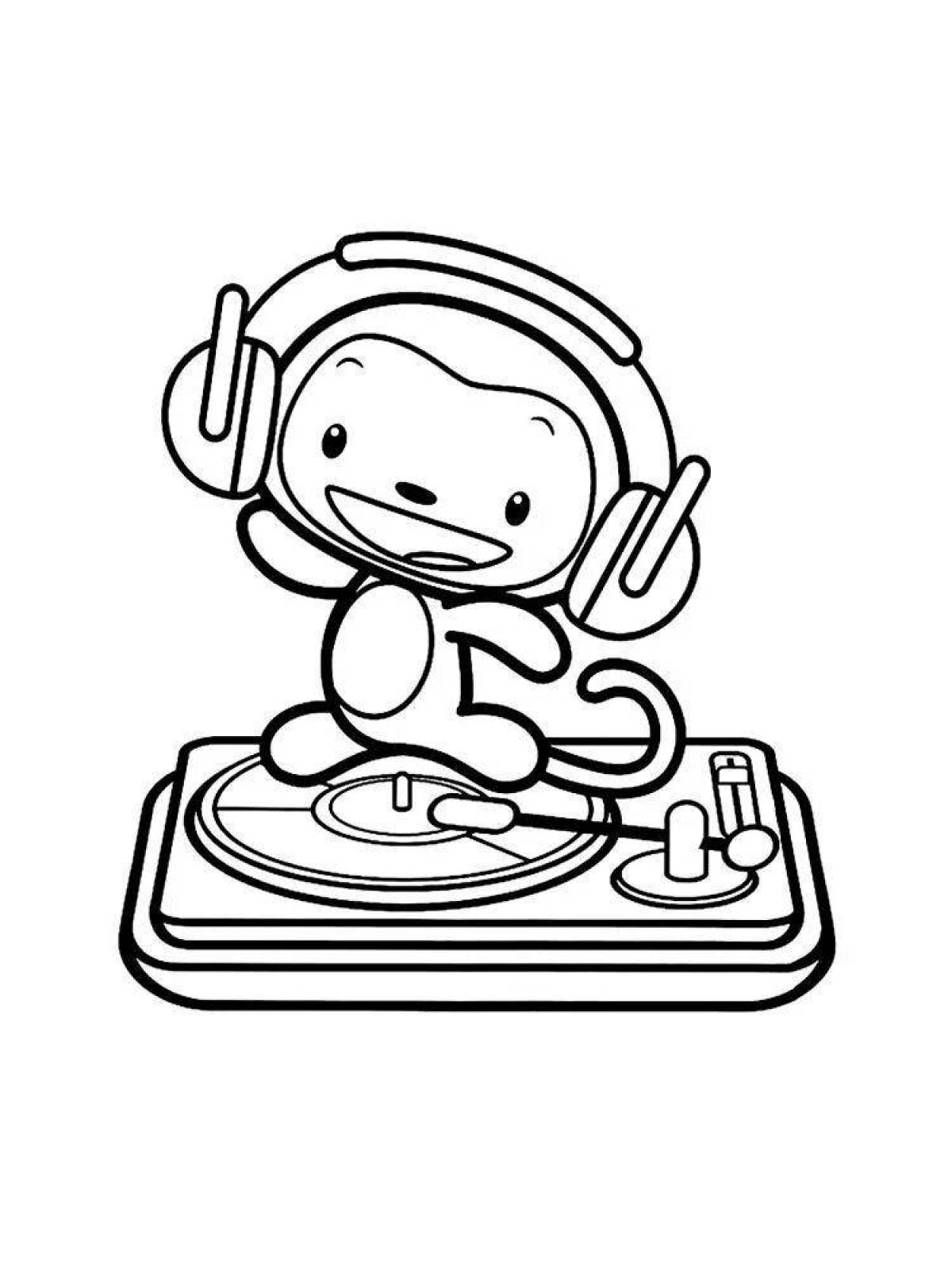 Coloring page funny dj