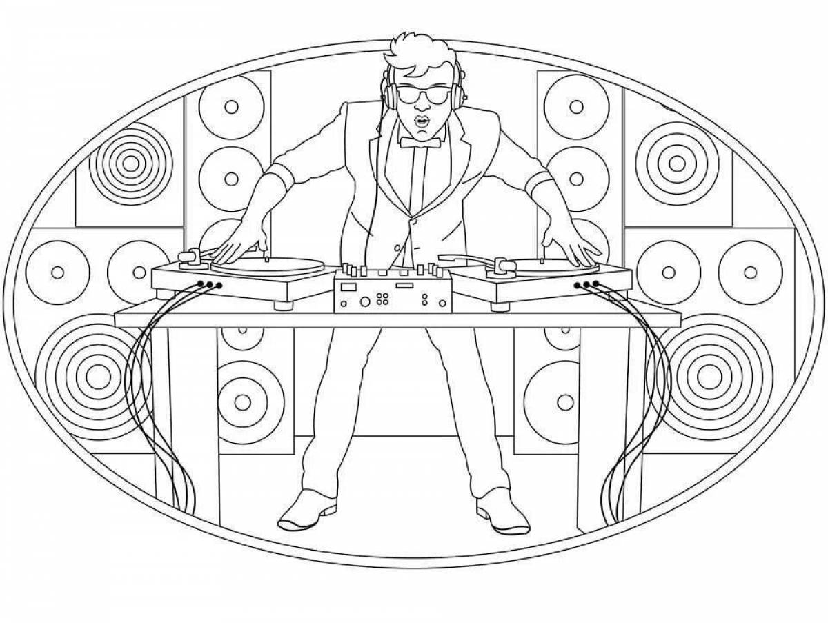 Color-explosive dj coloring page