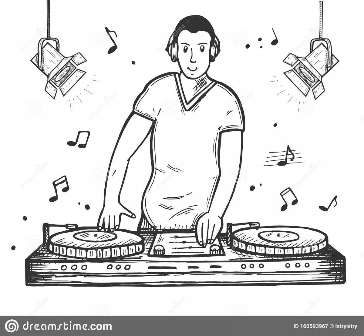 Dj coloring book with rich colors
