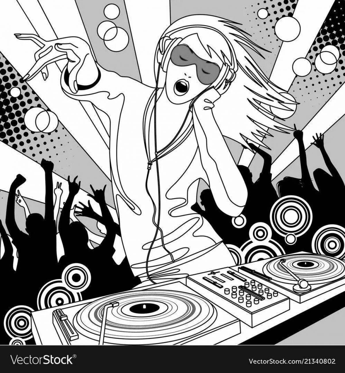 Color-brilliant dj coloring page