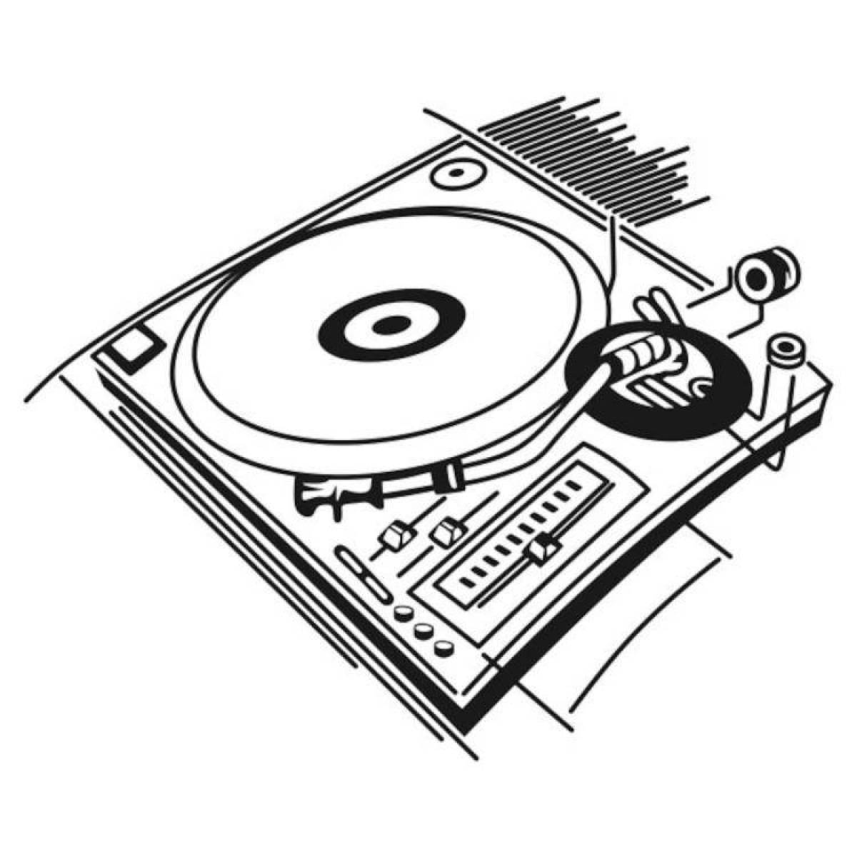 Colorful bright dj coloring page