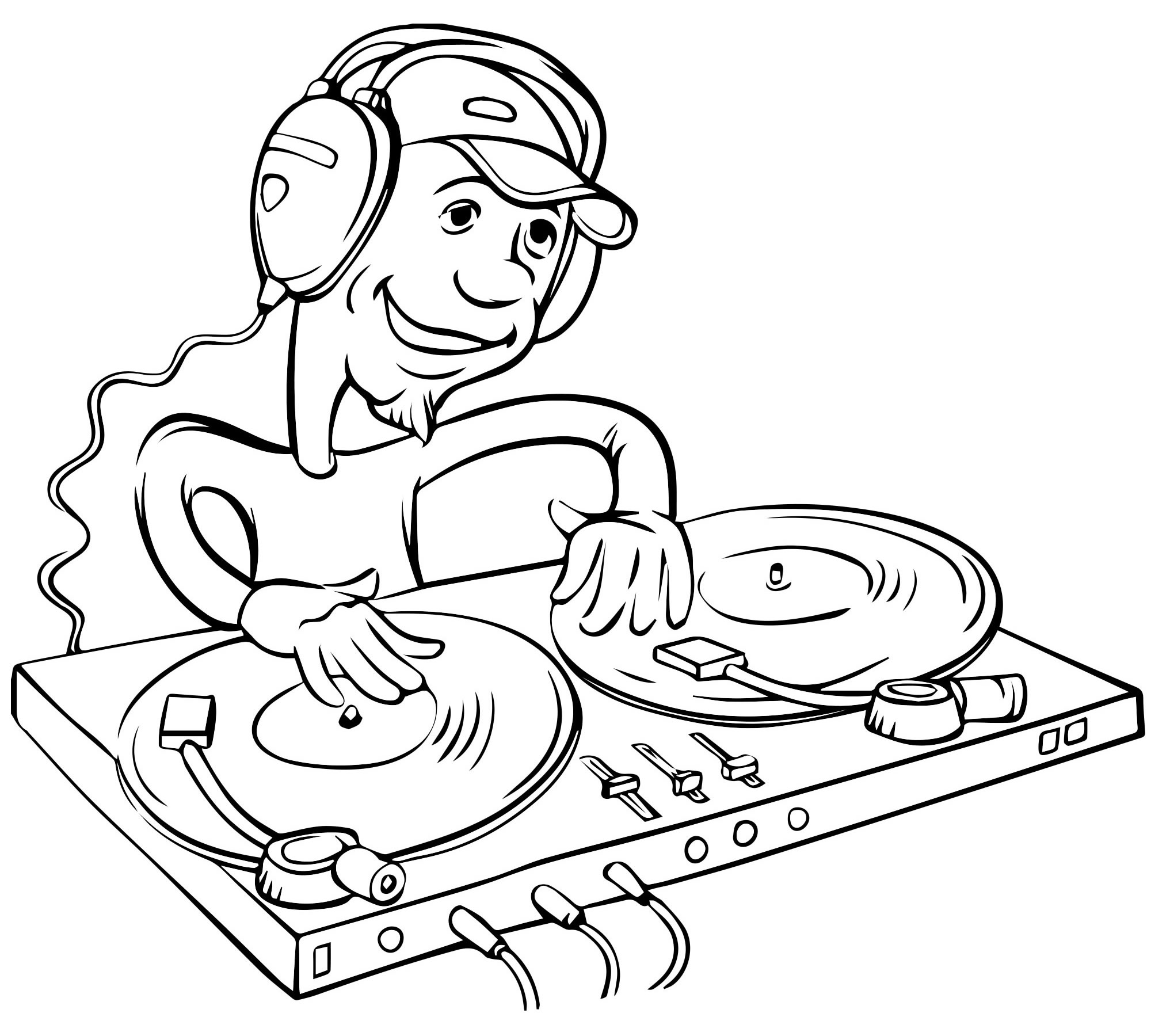 Color-fantasmic dj coloring page