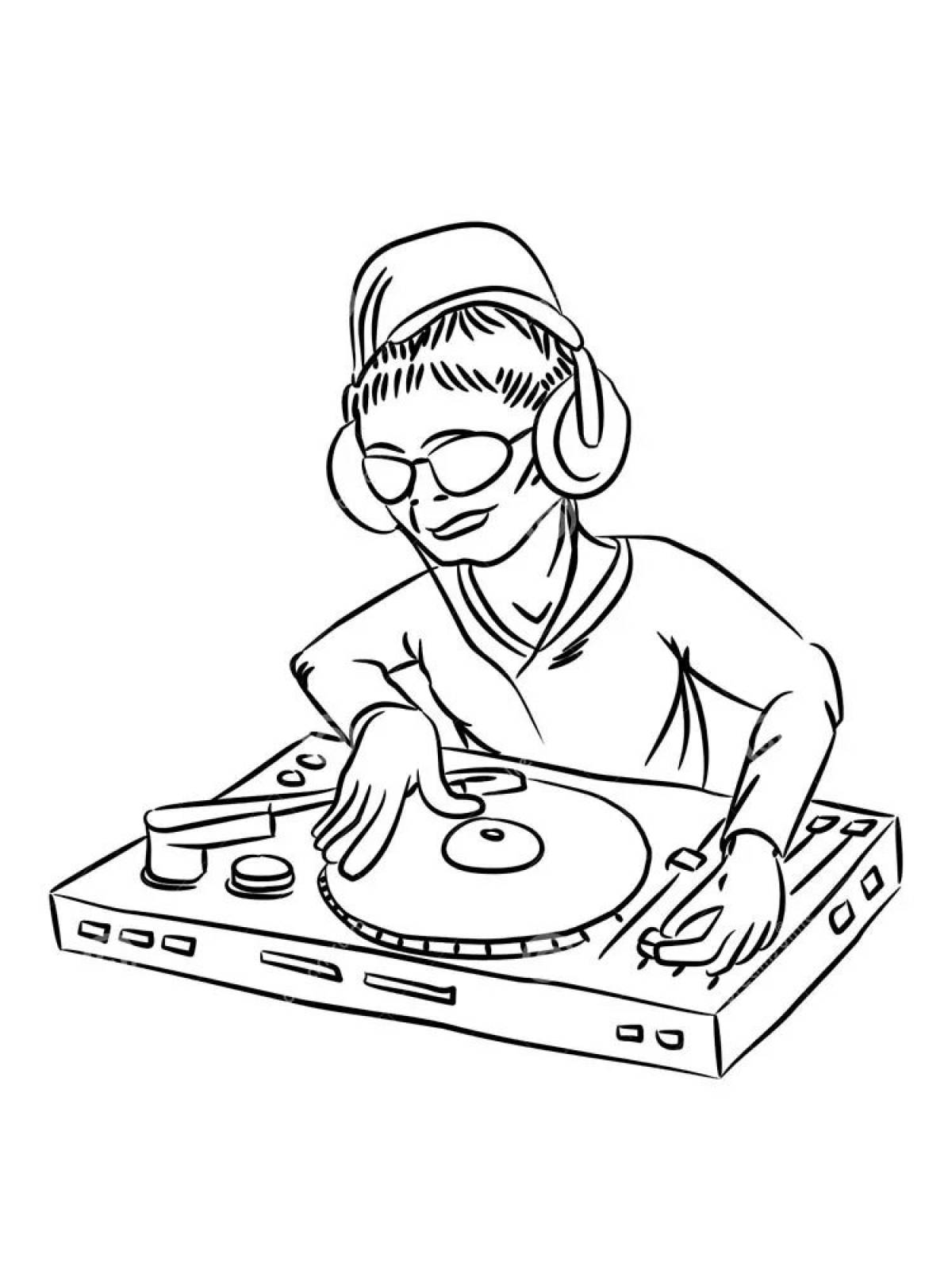Color-fantasmagorical dj coloring page