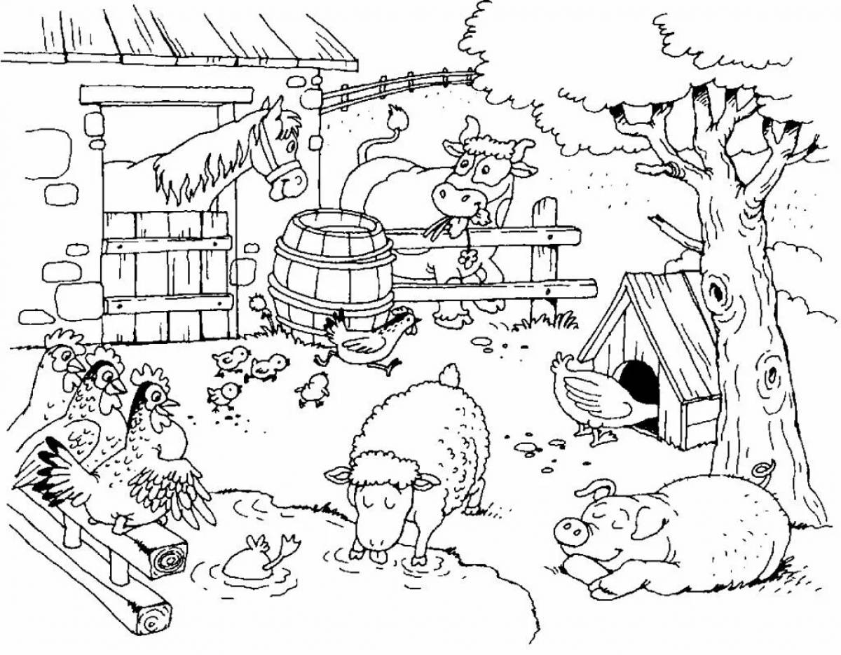 Сюжет раскраски с насыщенным цветом