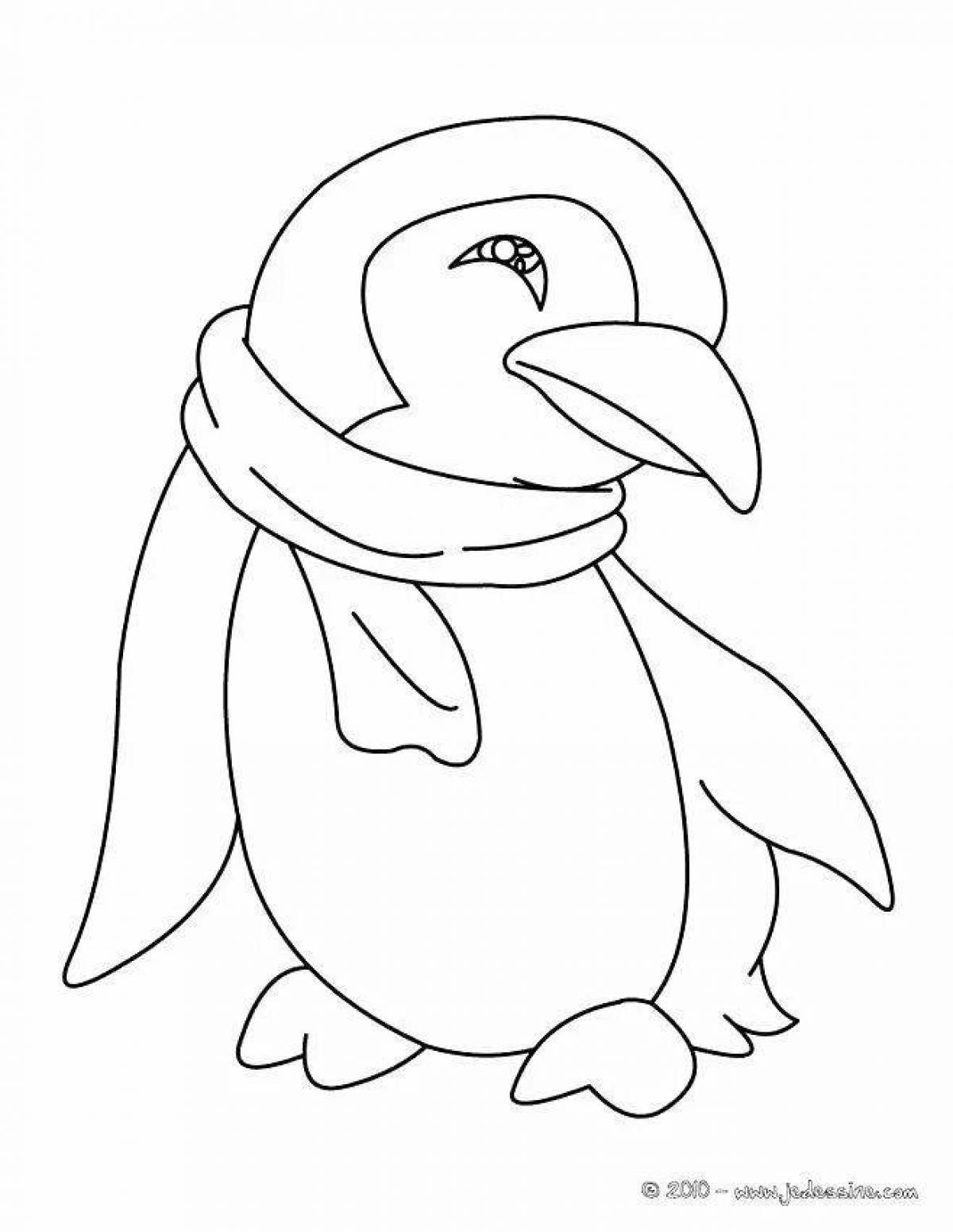 Animated penguin coloring page