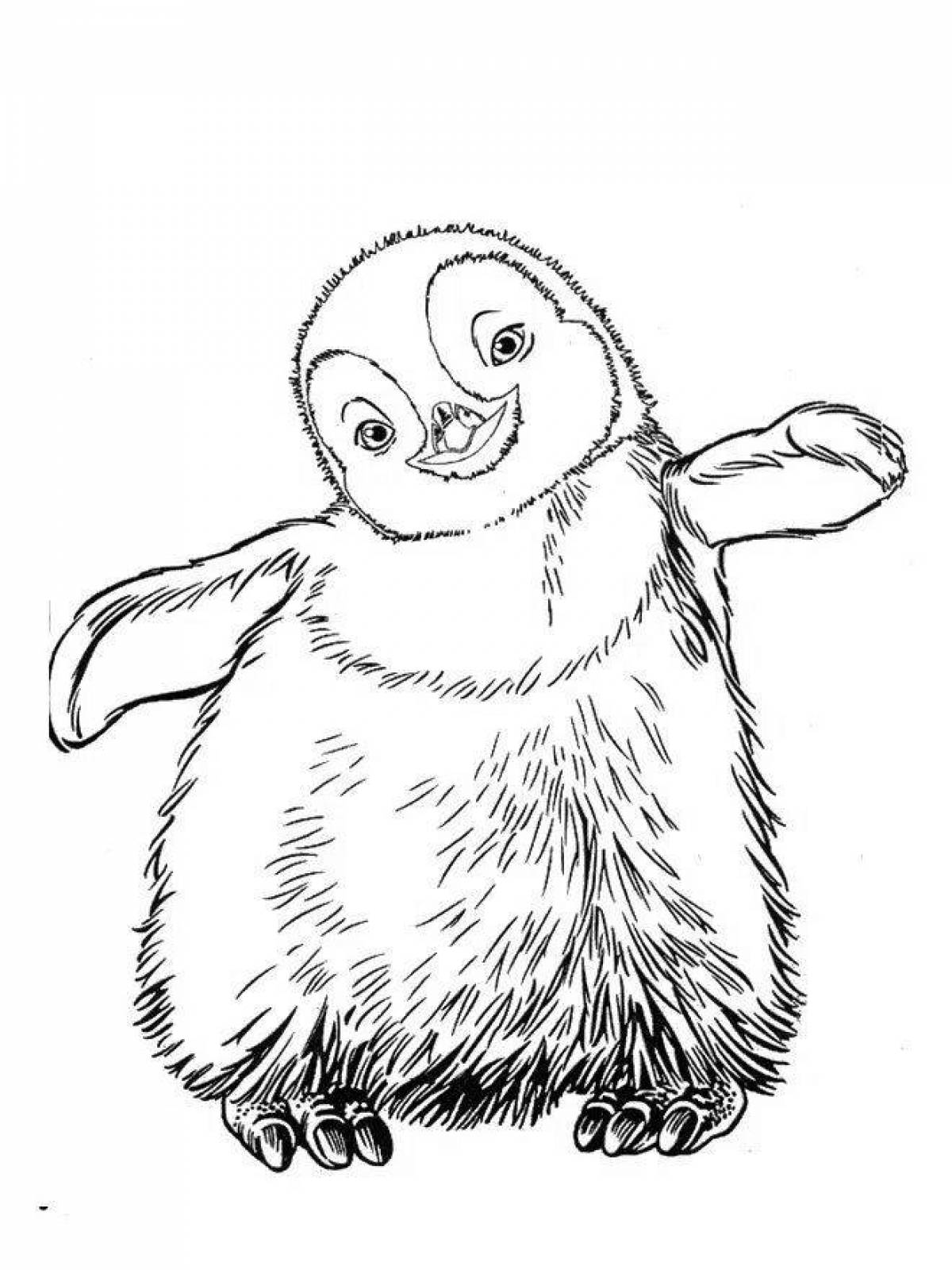 Coloring page funny penguin
