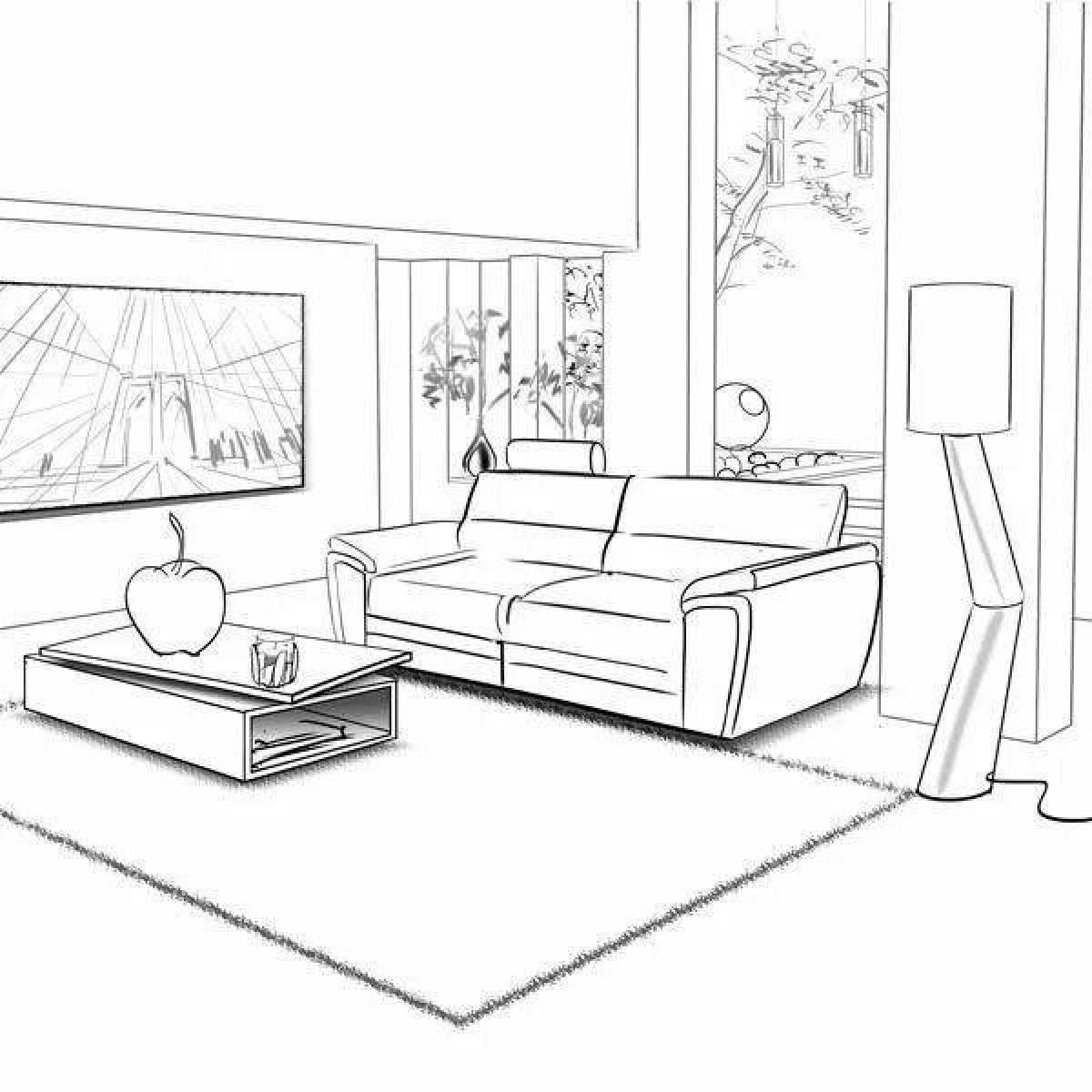 Serene room interior coloring