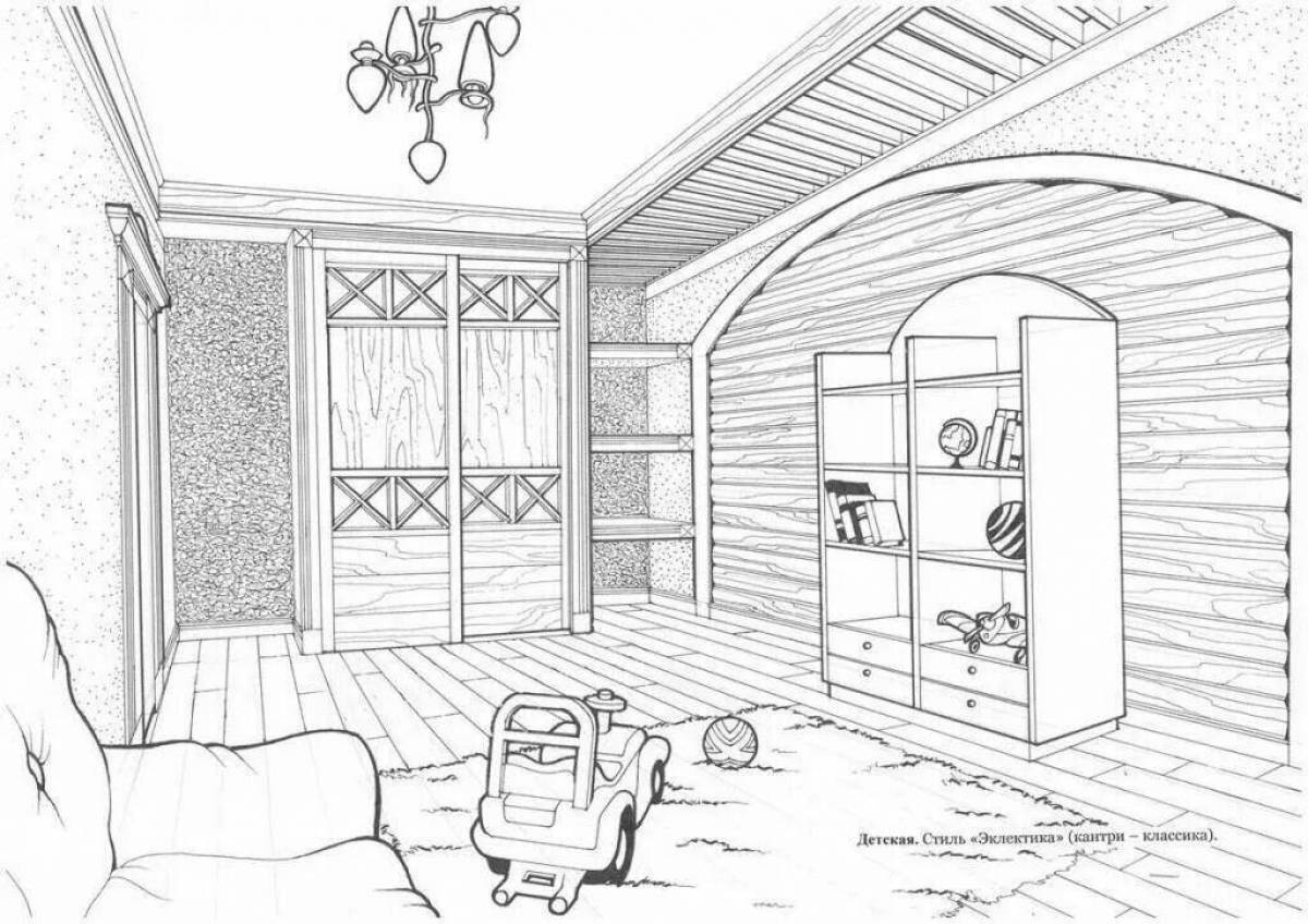 Soothing coloring room interior
