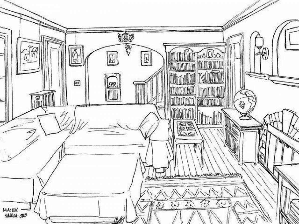 Great room interior coloring book
