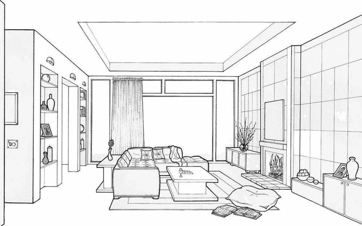Elegant coloring room interior