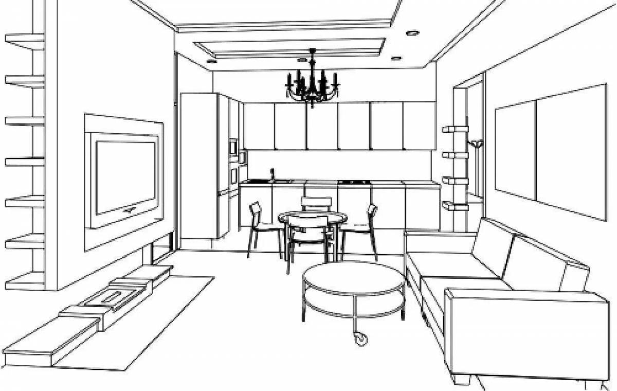 Playful coloring room interior