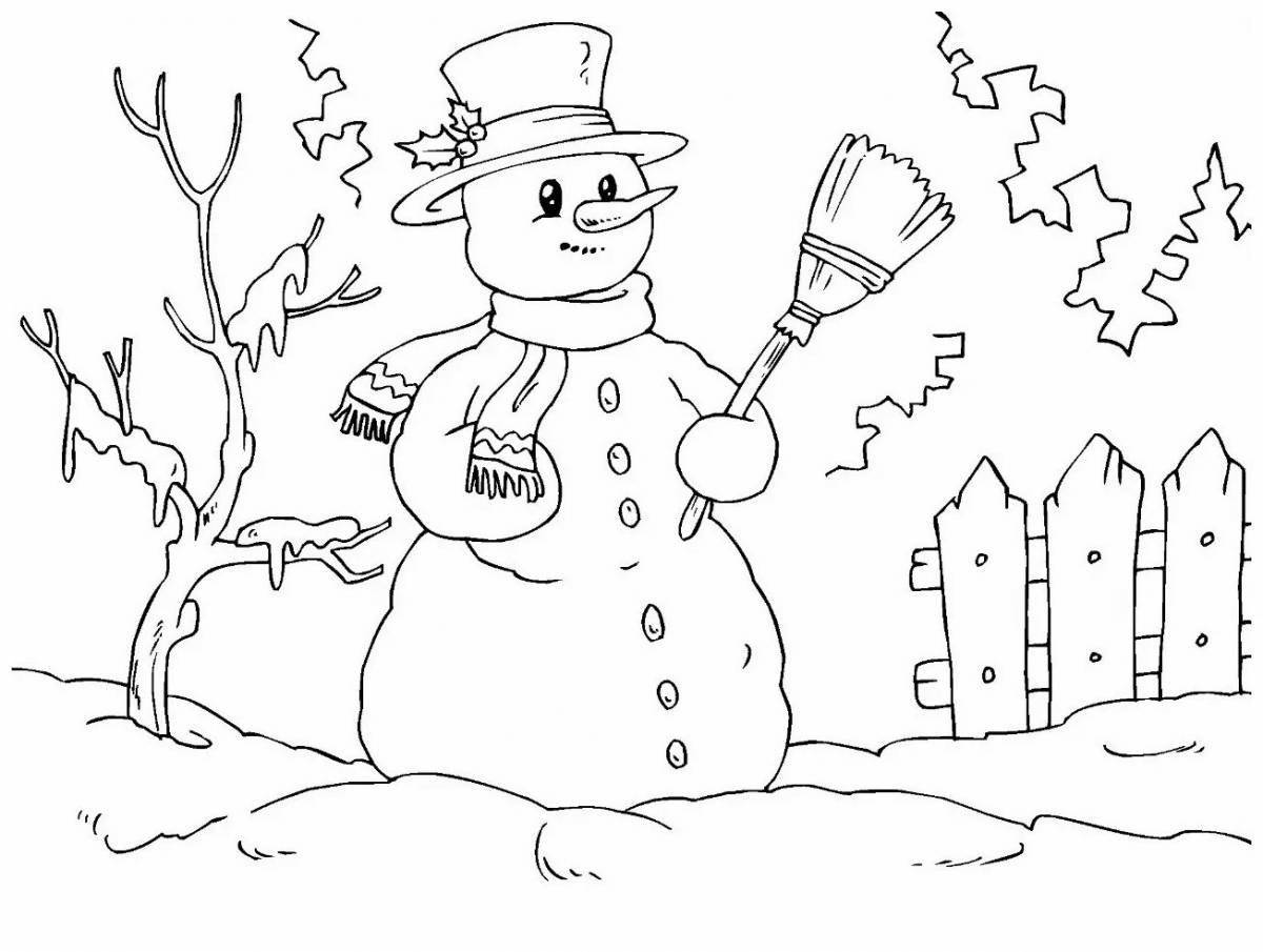 Delightful coloring drawing winter