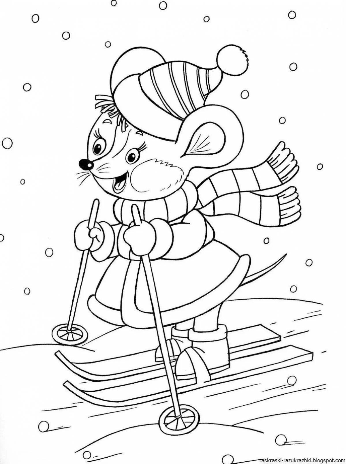 Adorable children's winter coloring book