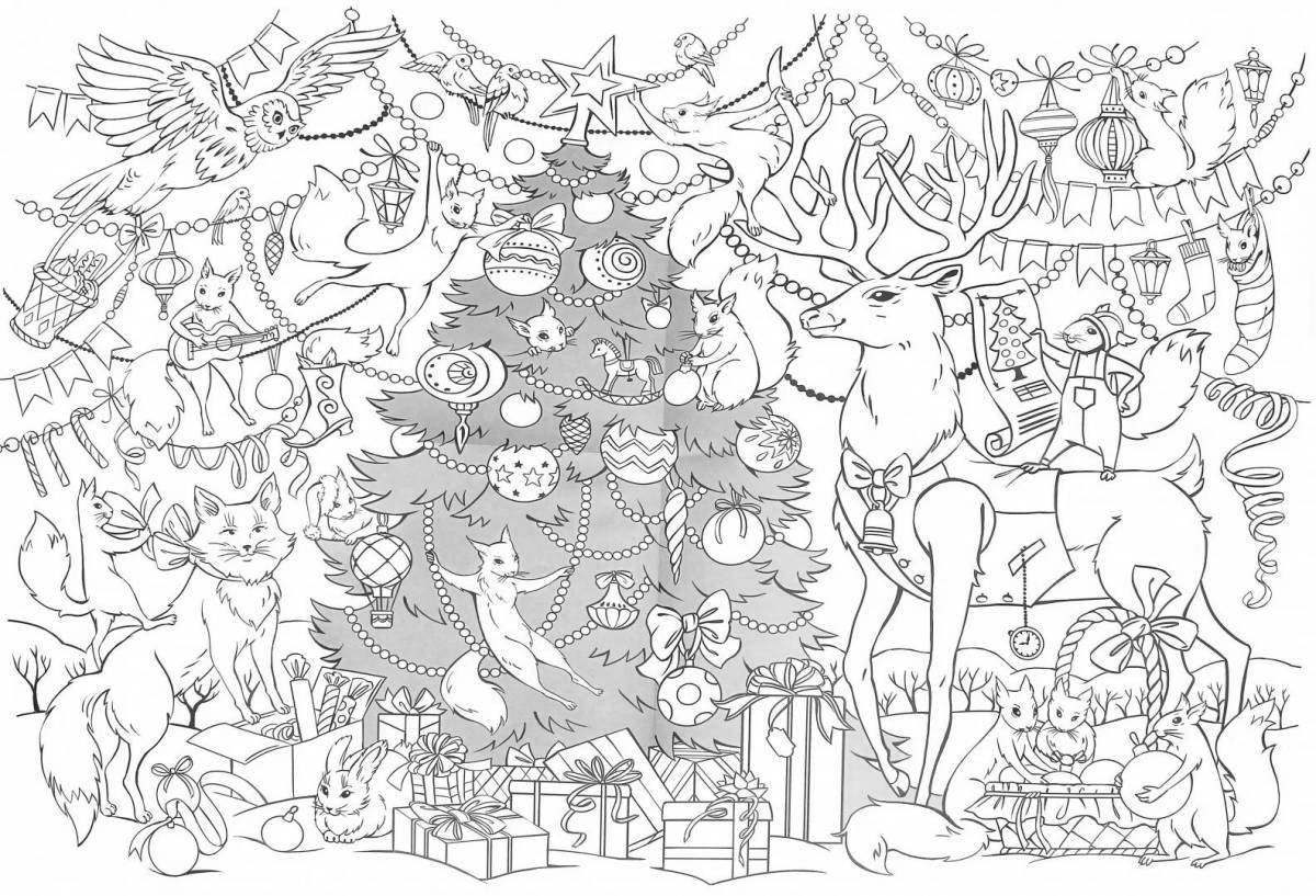 Coloring book gorgeous big tree