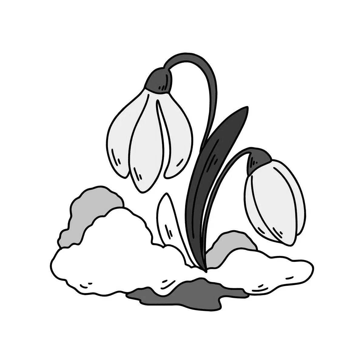 Glowing snowdrops coloring book for kids