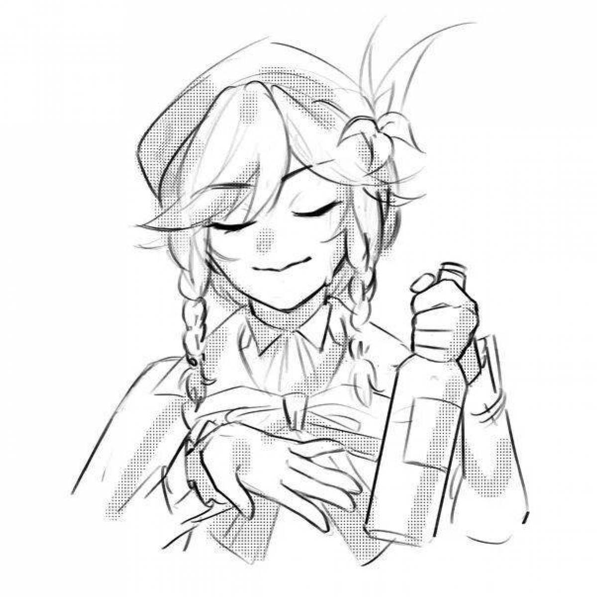 Majestic genshin impact venti coloring page