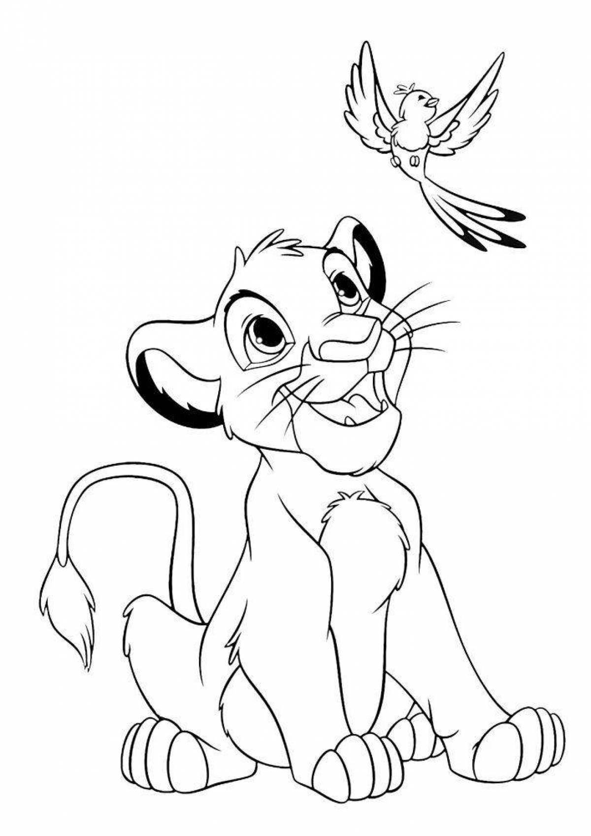 Colorfully crafted simba coloring page