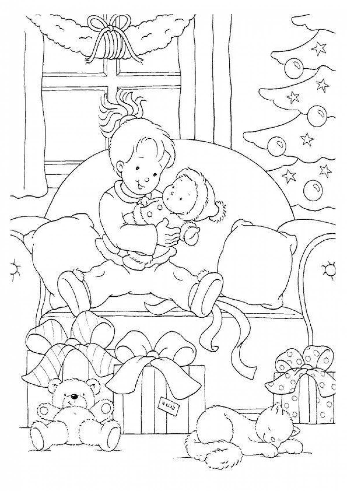 Merry Christmas Baby Glitter Coloring Page