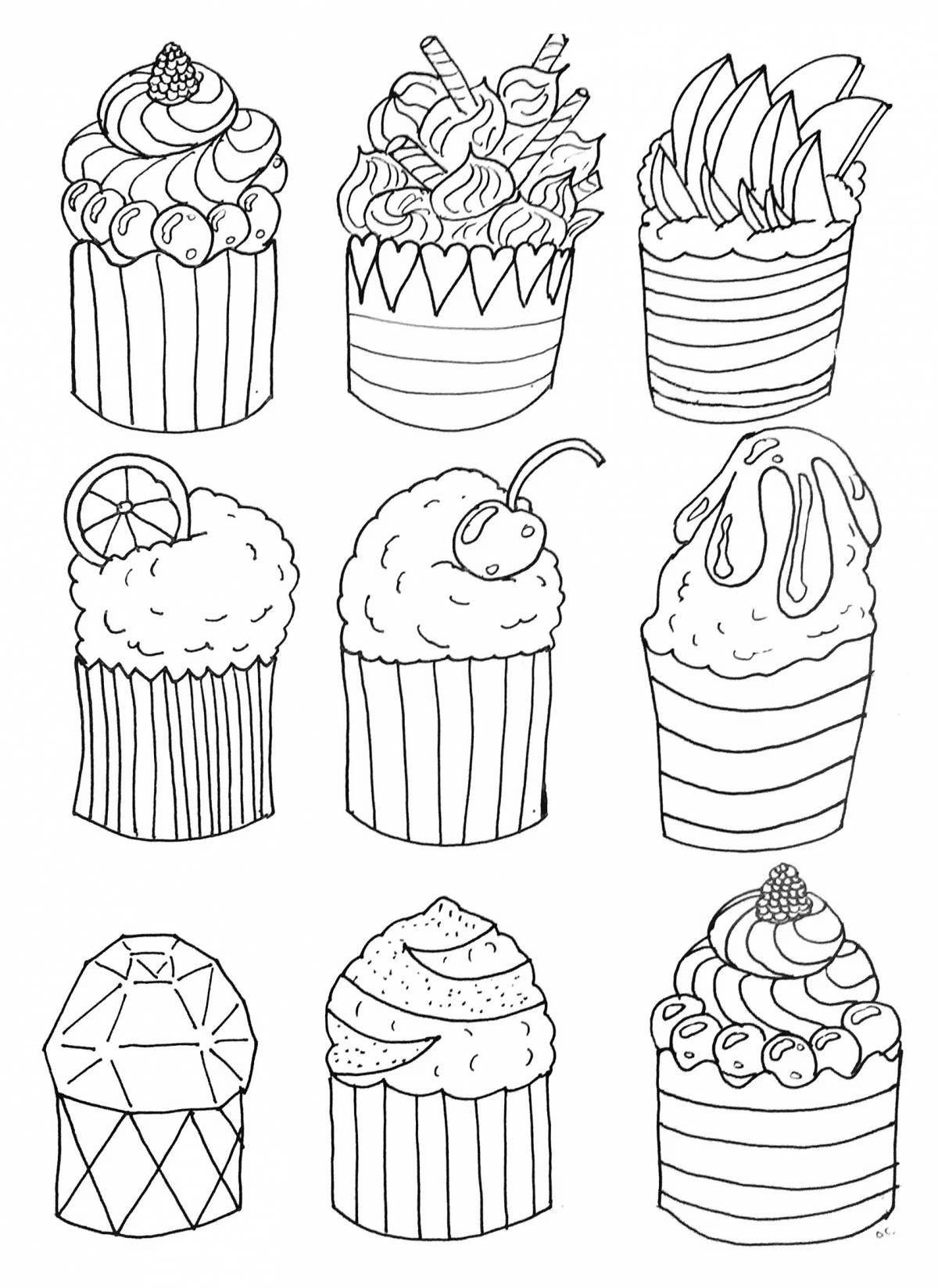 Playful cake coloring page for kids