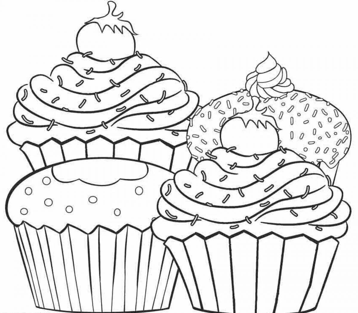 Colorific cake coloring page for kids