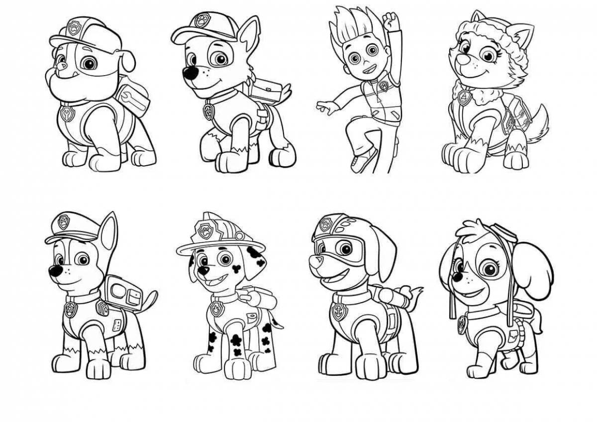 Colorful coloring page paw patrol all puppies