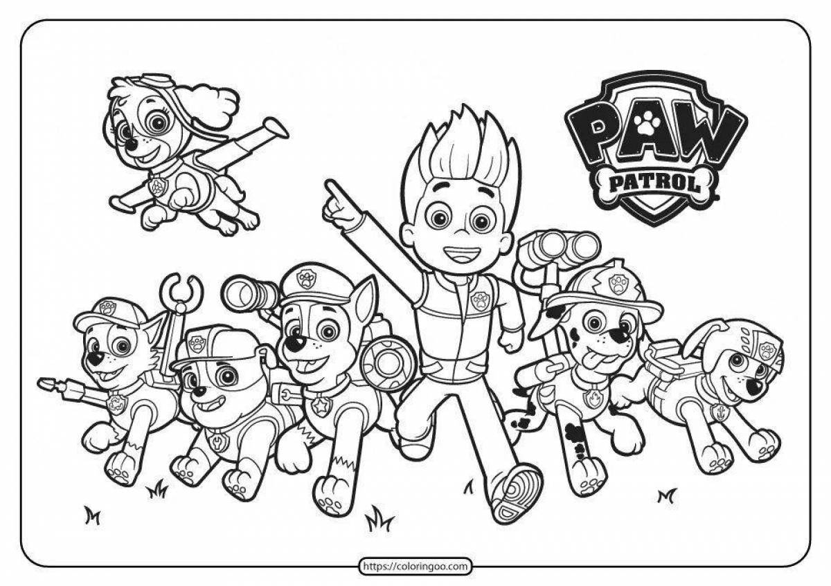 Bright coloring paw patrol all puppies