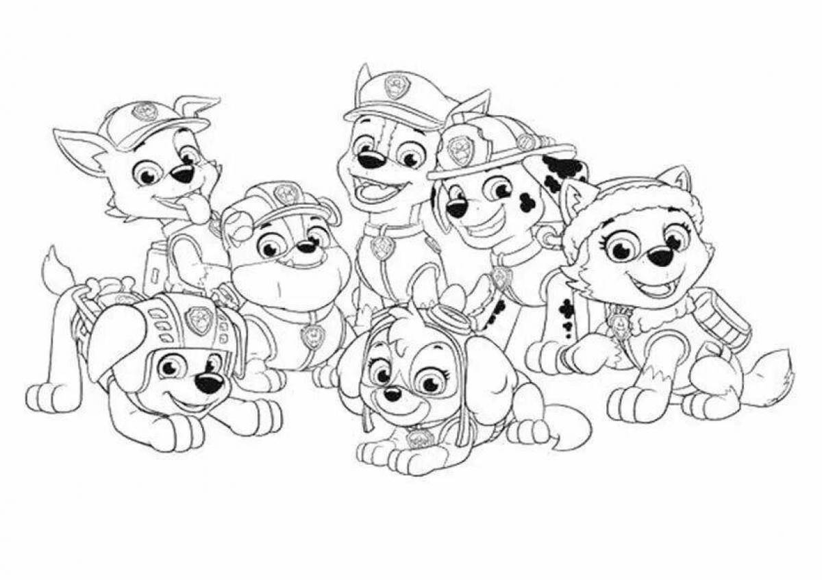 Snuggly coloring page paw patrol all puppies