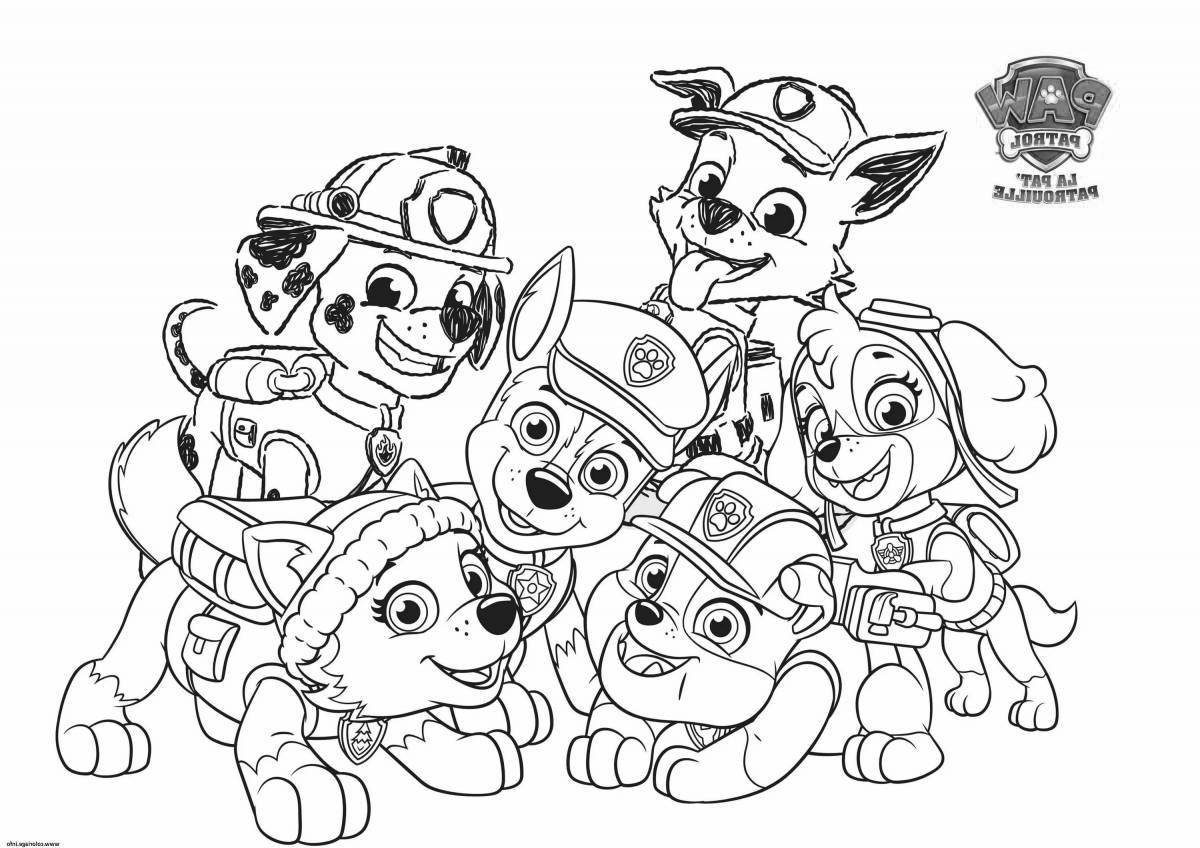 Puppy Patrol Vibrant Coloring Page all puppies
