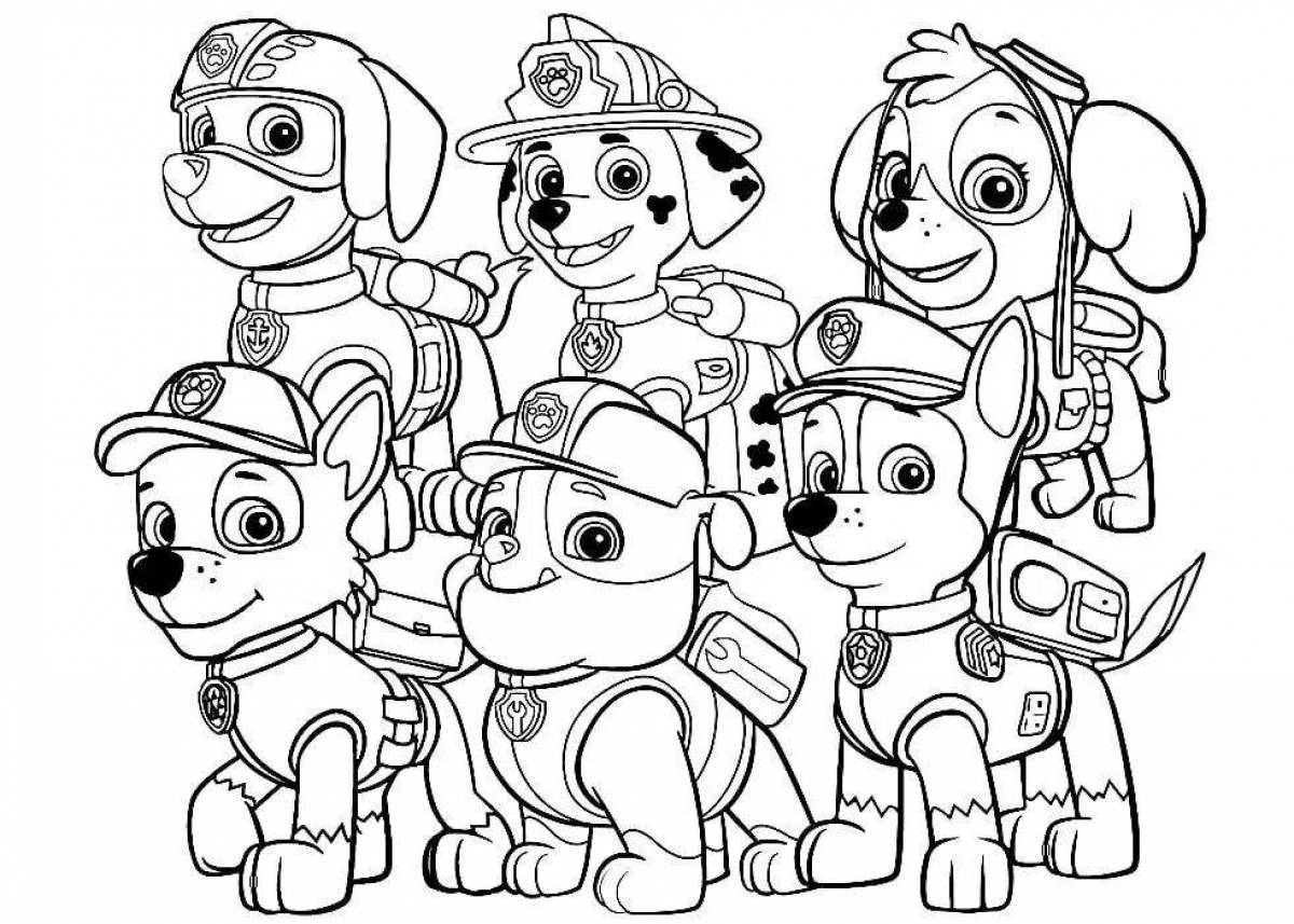 Paw patrol bold coloring all puppies