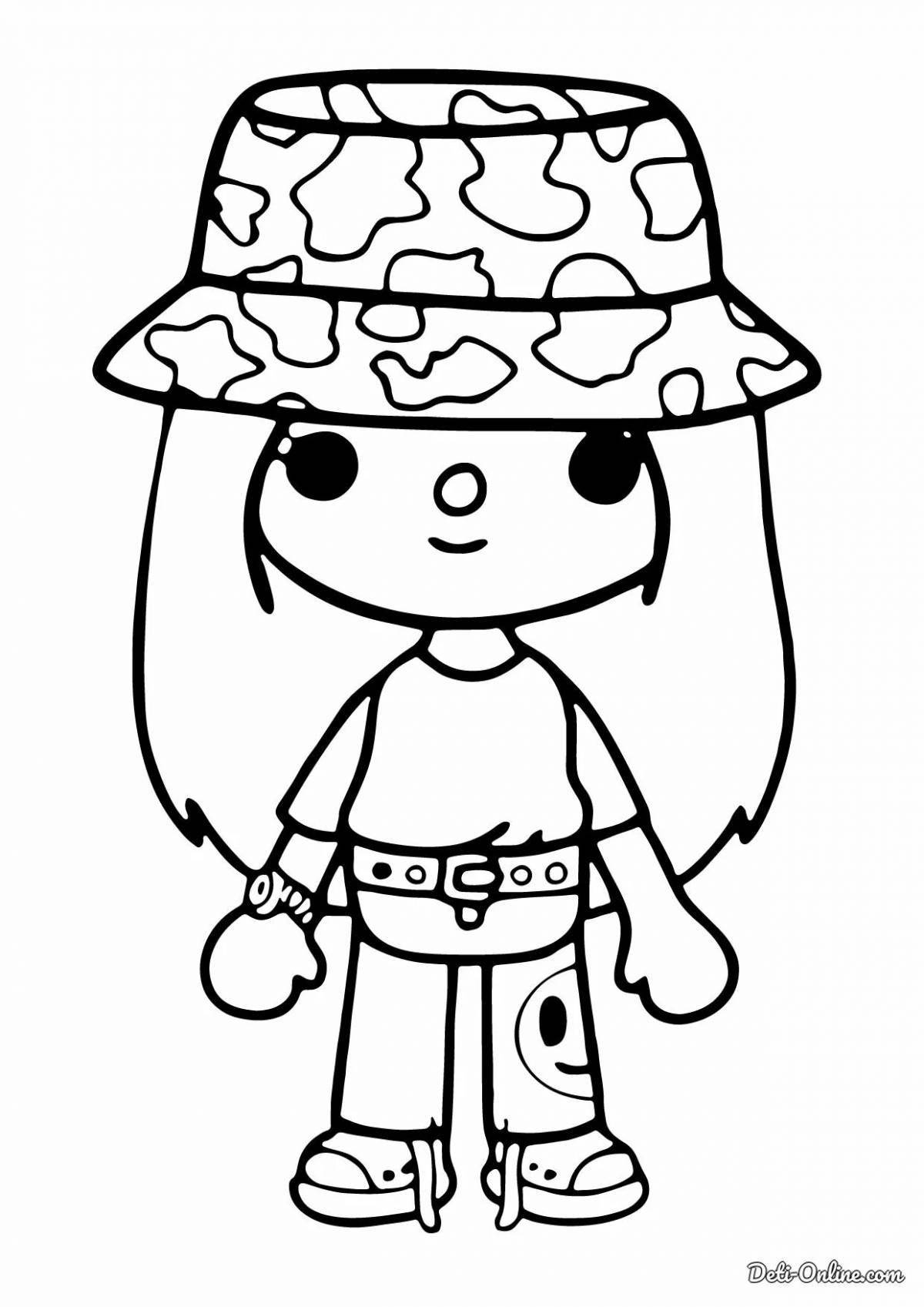 Toko boko's playful clothes coloring page