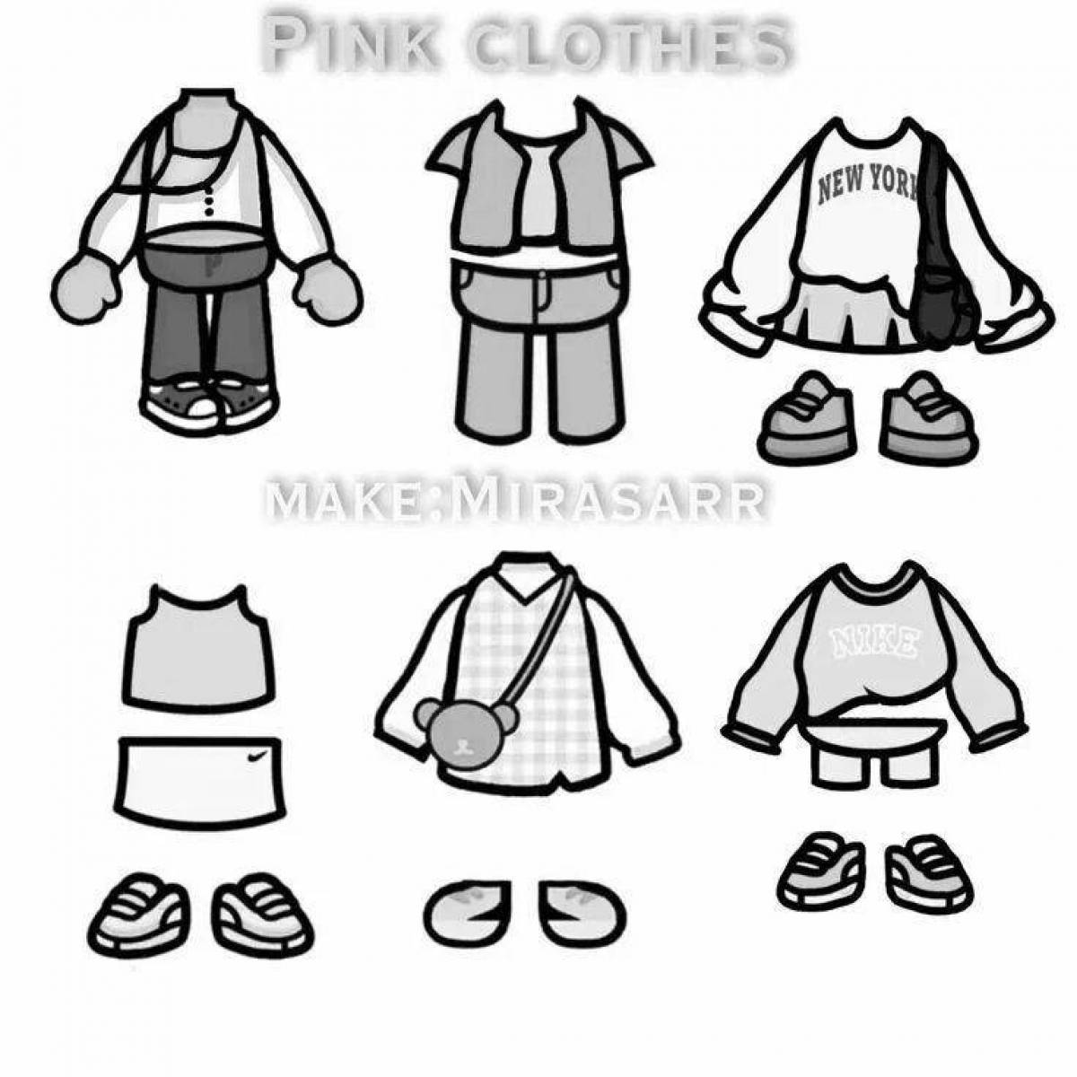 Toko boko colorful clothes coloring page