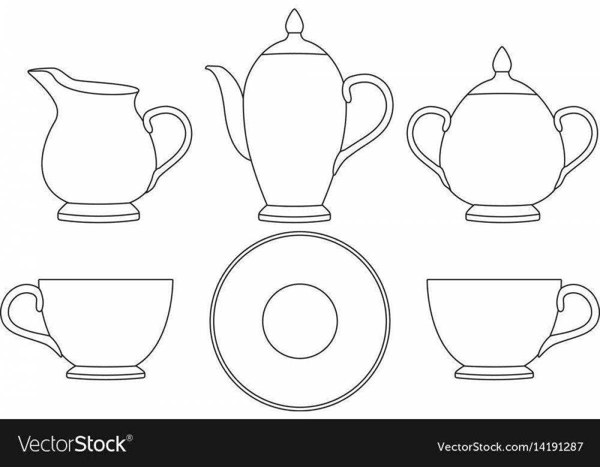 Coloring page delightful tea set
