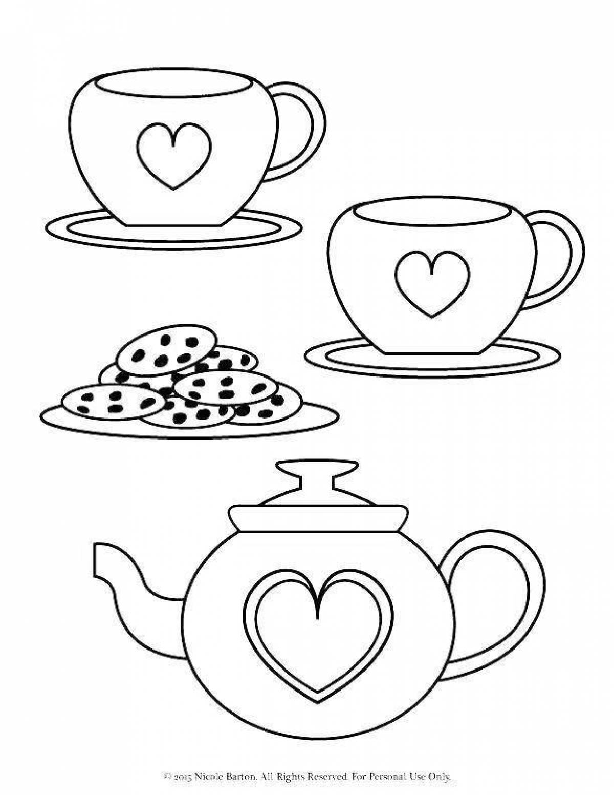 Coloring page wonderful tea set