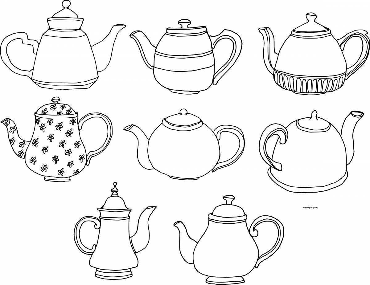Delicious tea set coloring page