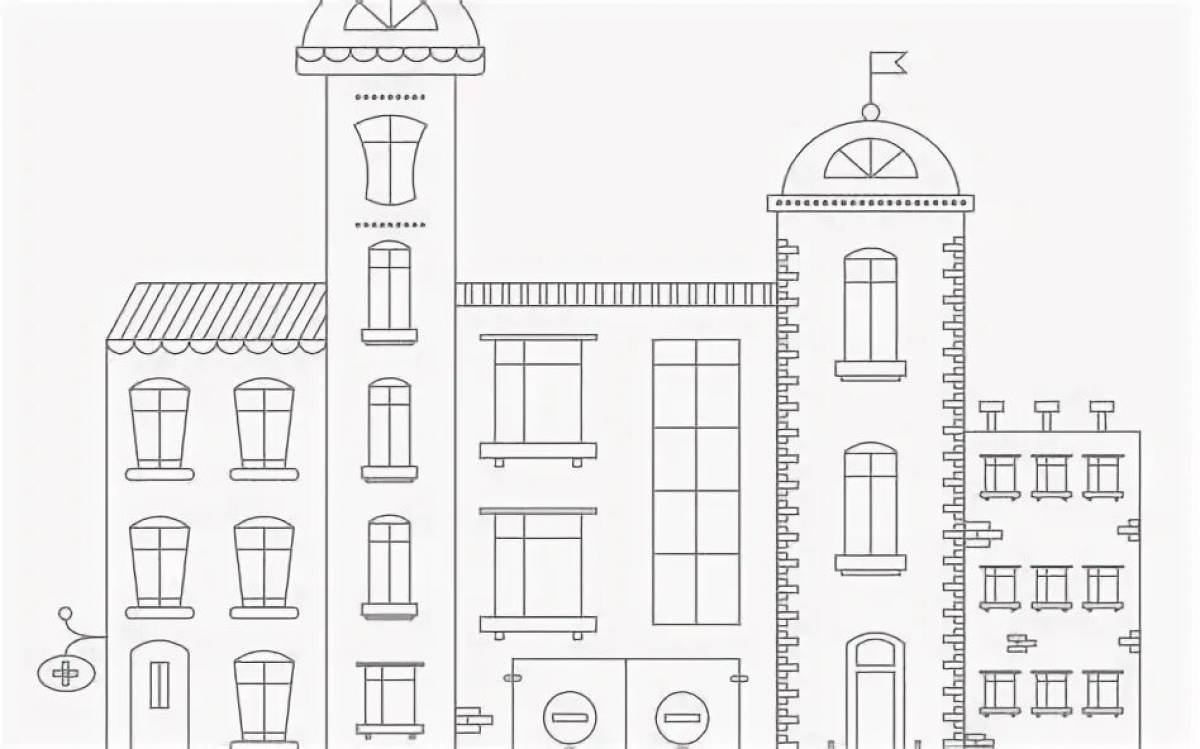 Nice high-rise building coloring pages for kids