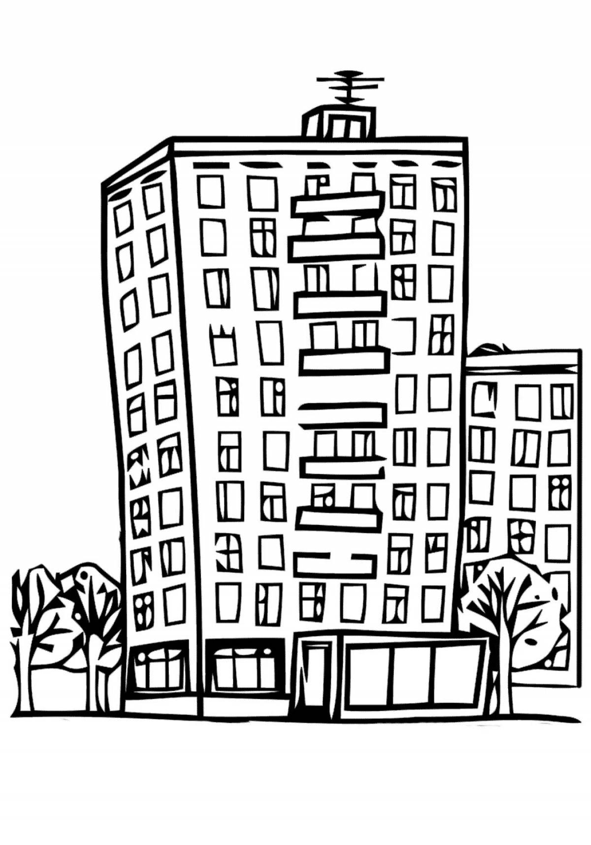 High-rise coloring pages for kids