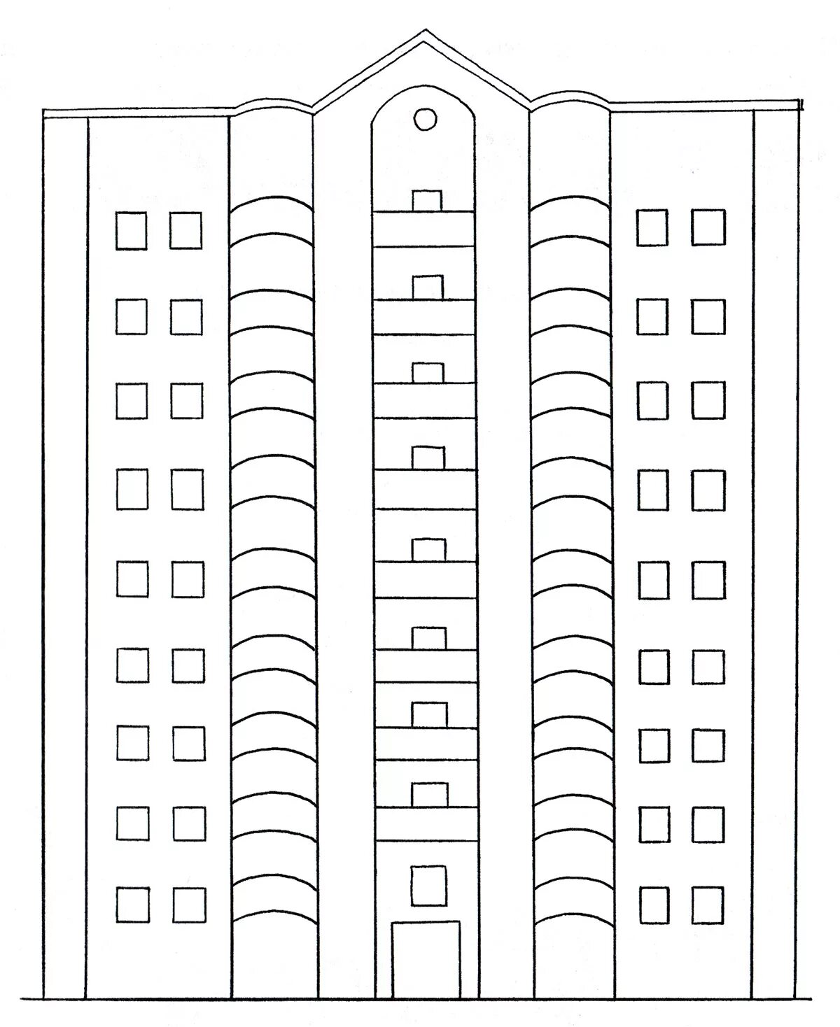 Adorable high-rise building coloring book for kids
