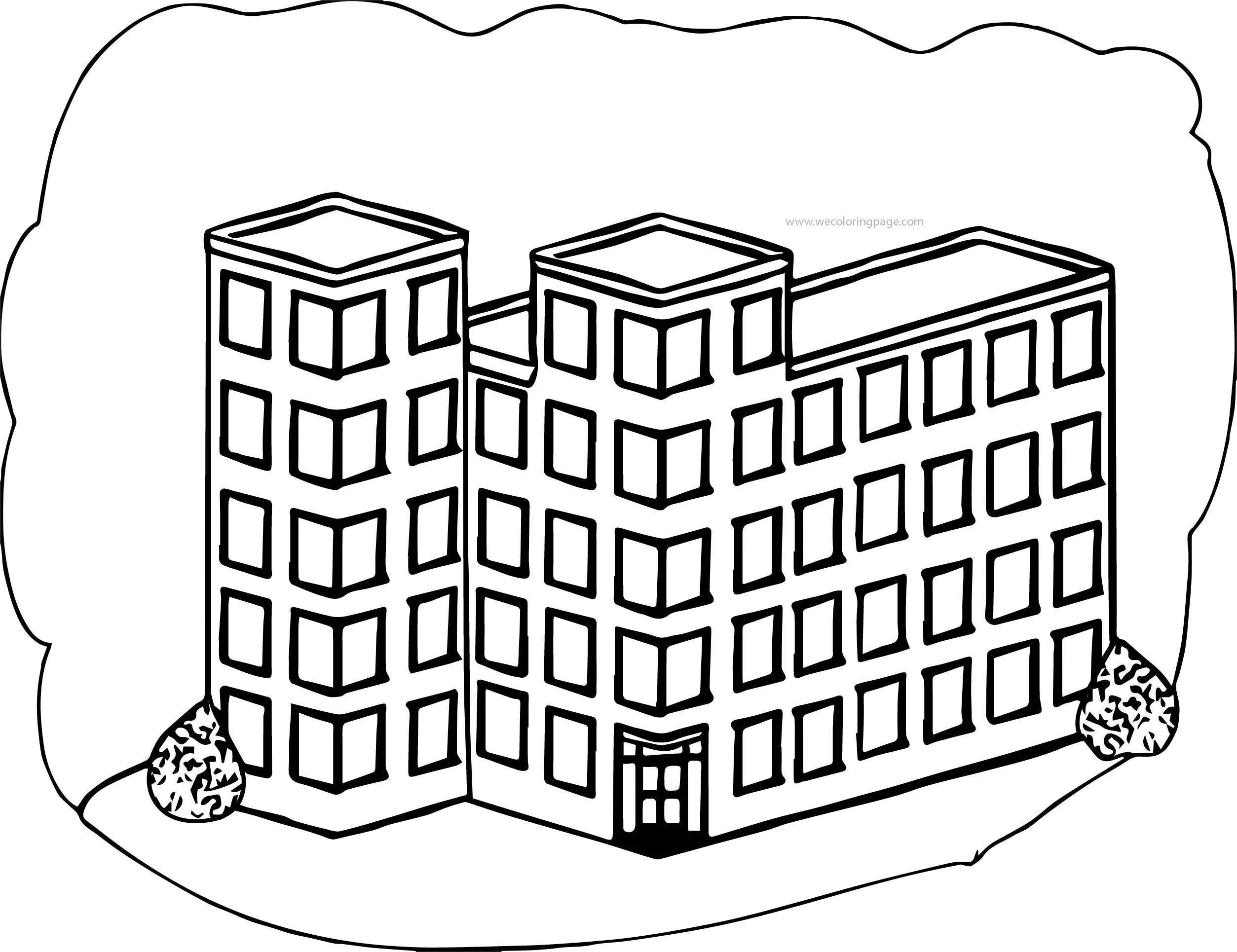 Dazzling high-rise building coloring book for kids