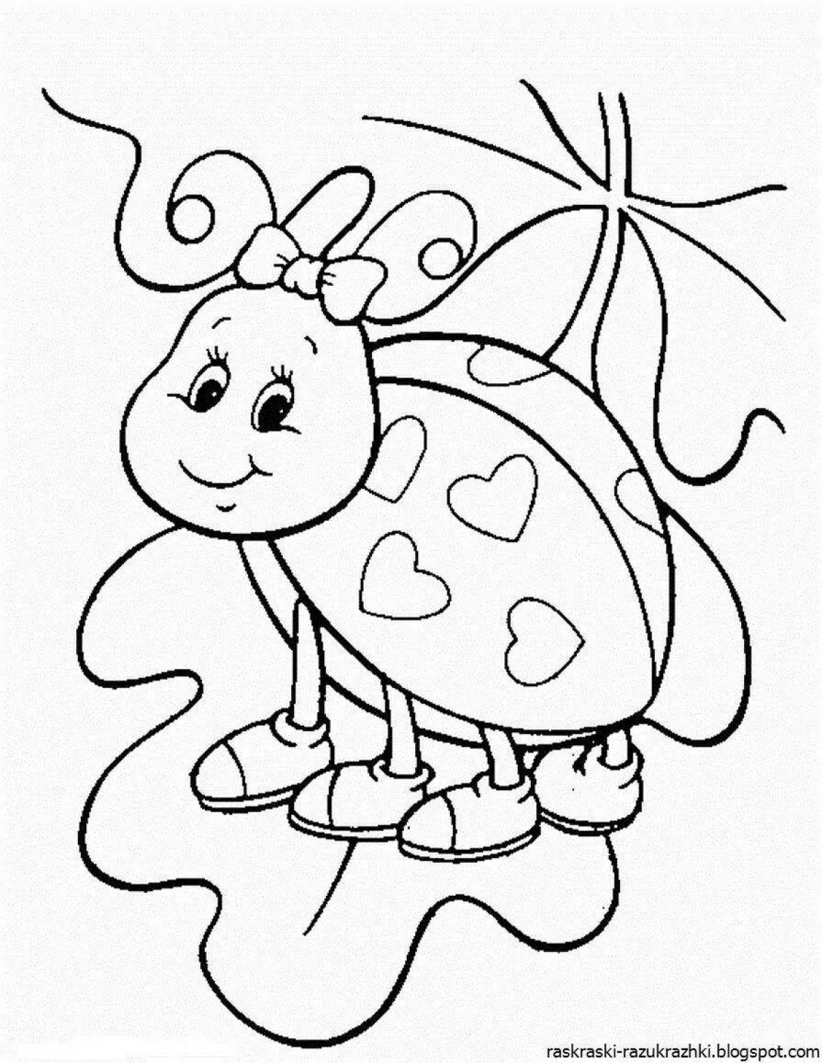 Playful ladybug coloring page for kids