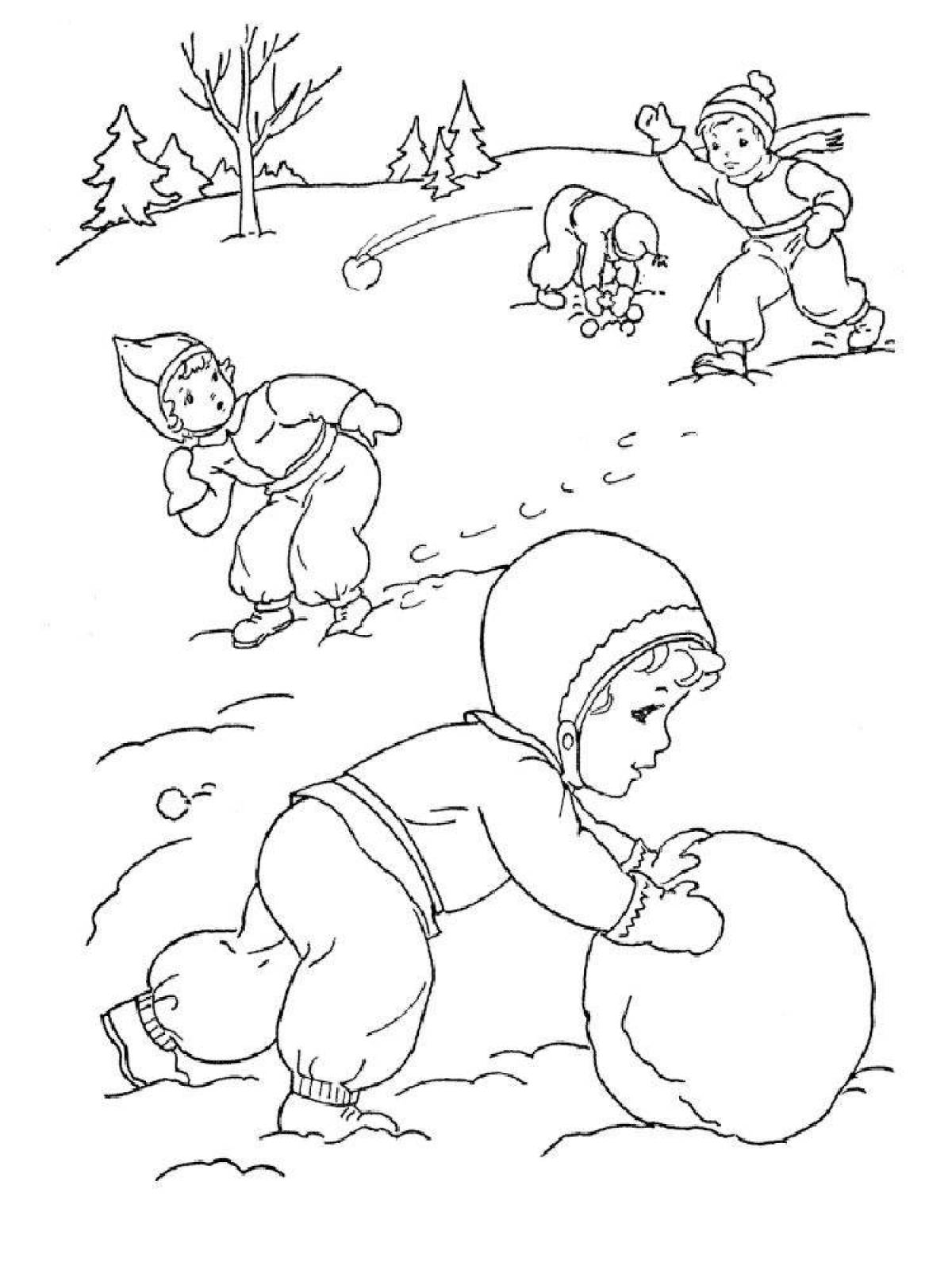 Сказочная зимняя раскраска для детей 2-3 лет
