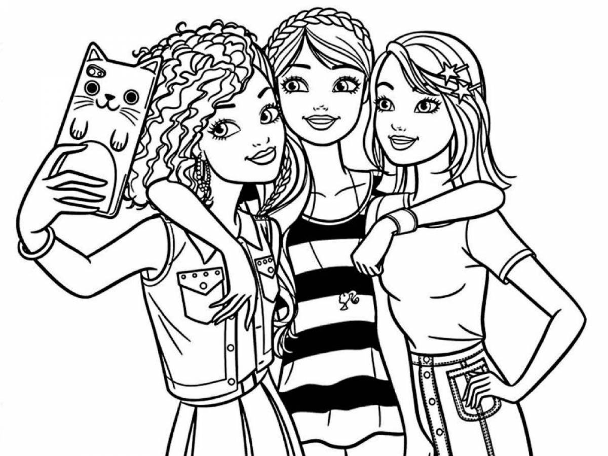 Joyful barbie coloring page