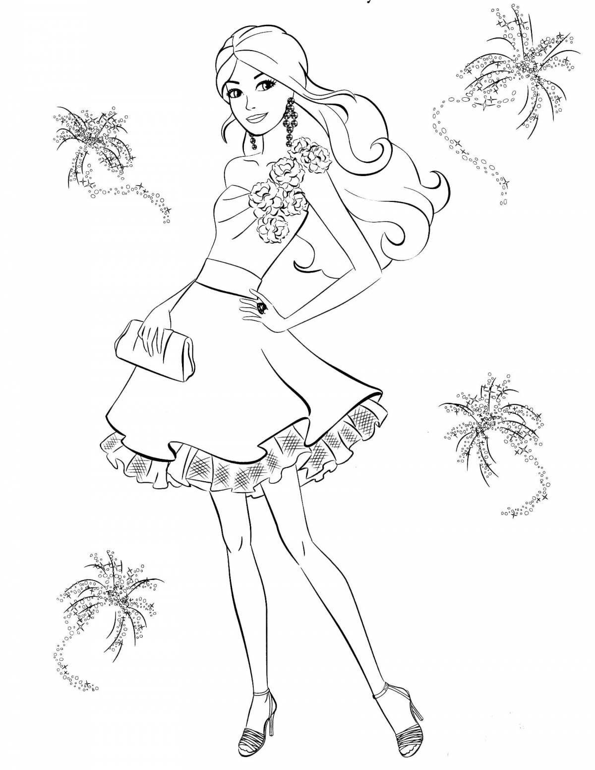 Luminous barbie coloring page