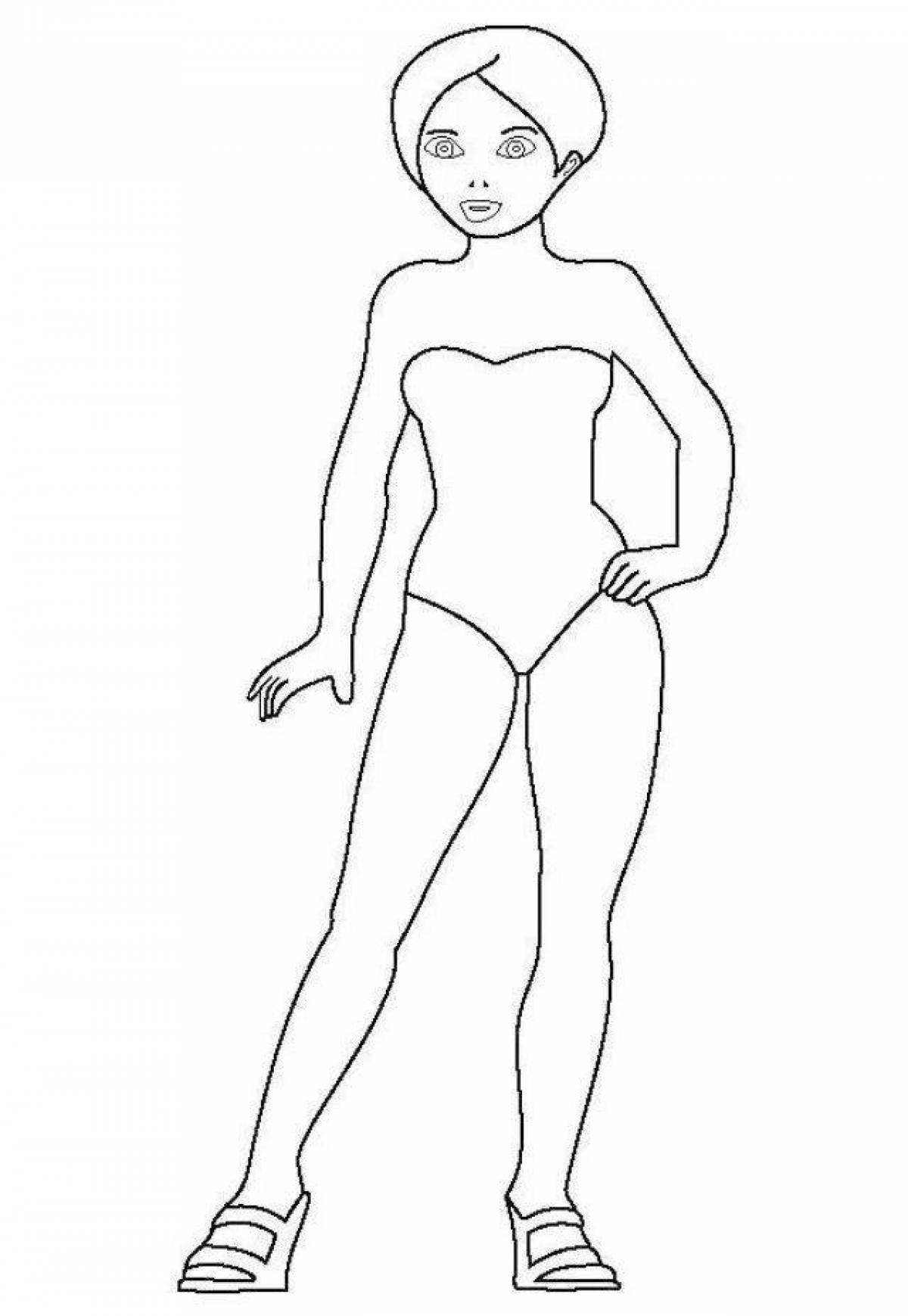 Анимированная раскраска девушка в купальнике