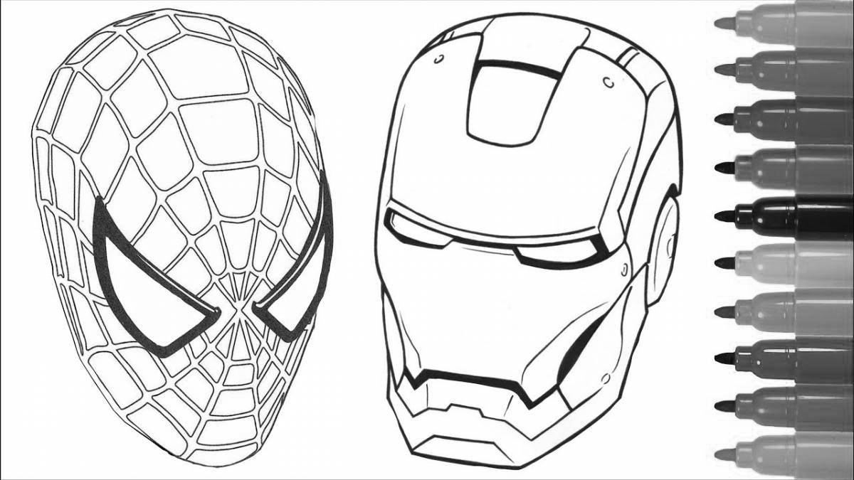 Привлекательная маска человека-паука раскраска