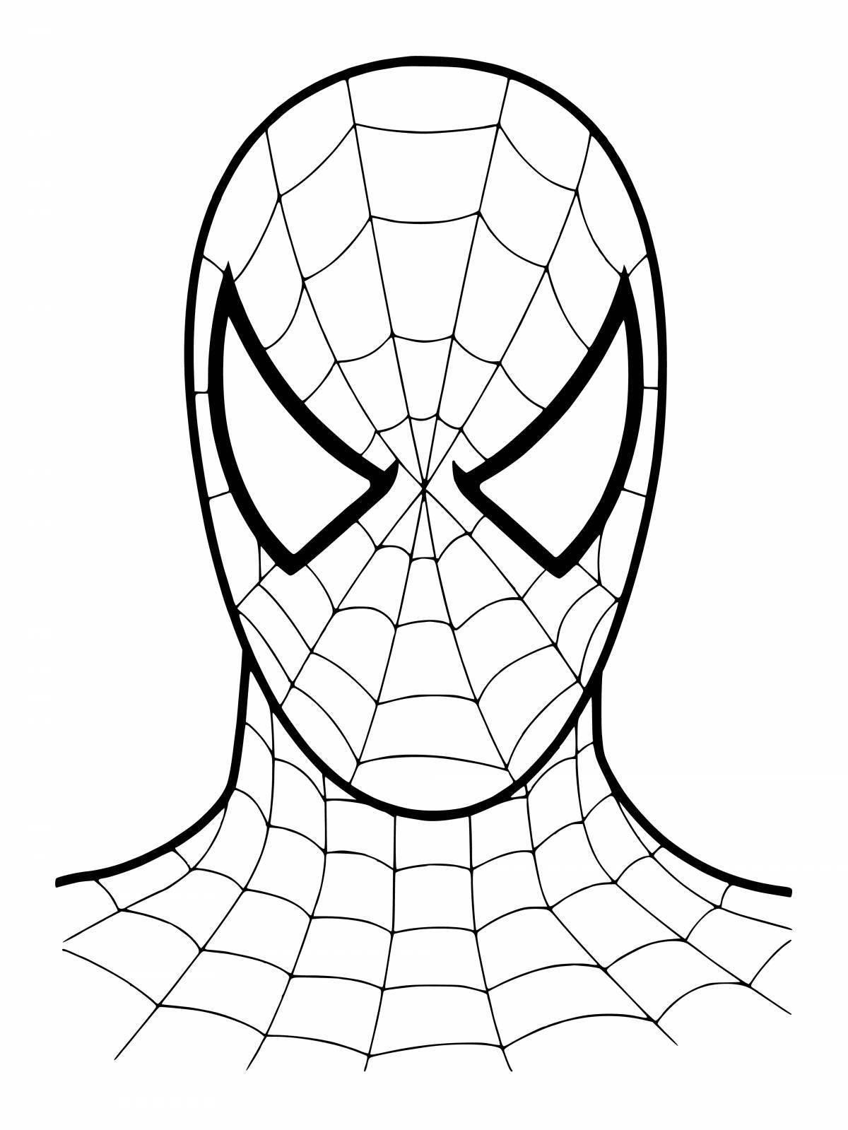 Adorable Spiderman mask coloring page