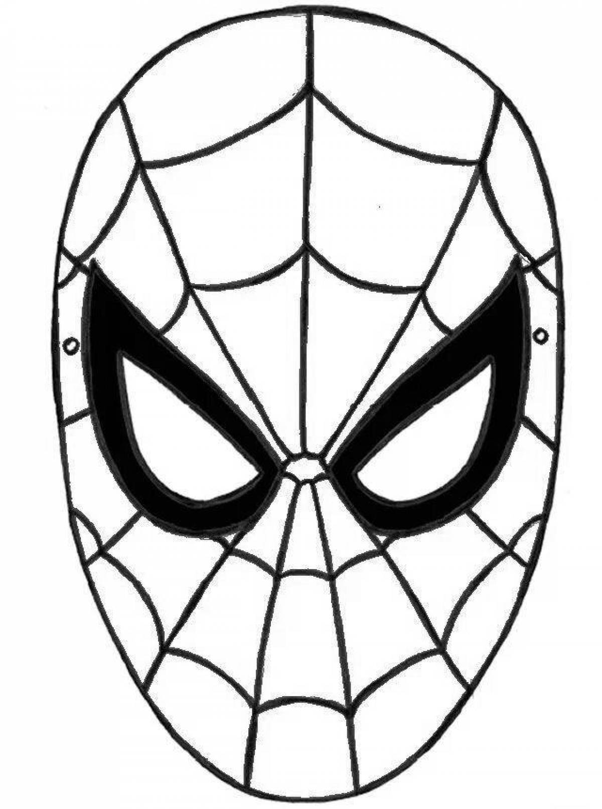 Spiderman's playful mask coloring page