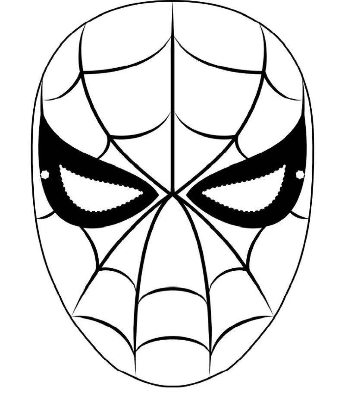 Радостная маска человека-паука раскраска