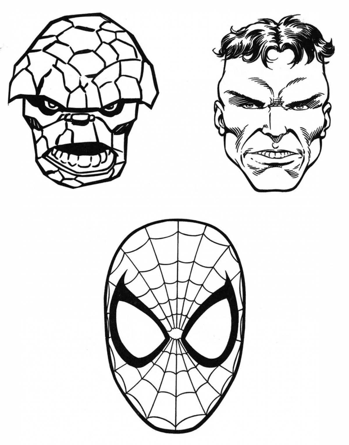 Adorable Spiderman mask coloring page