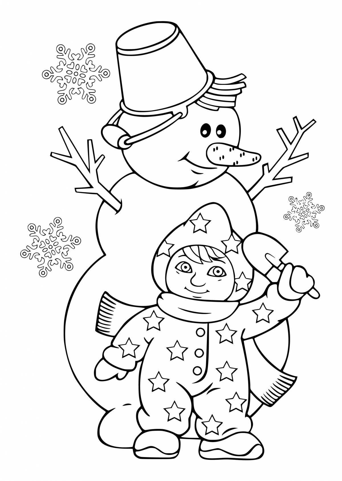 Colorful snowman coloring by numbers